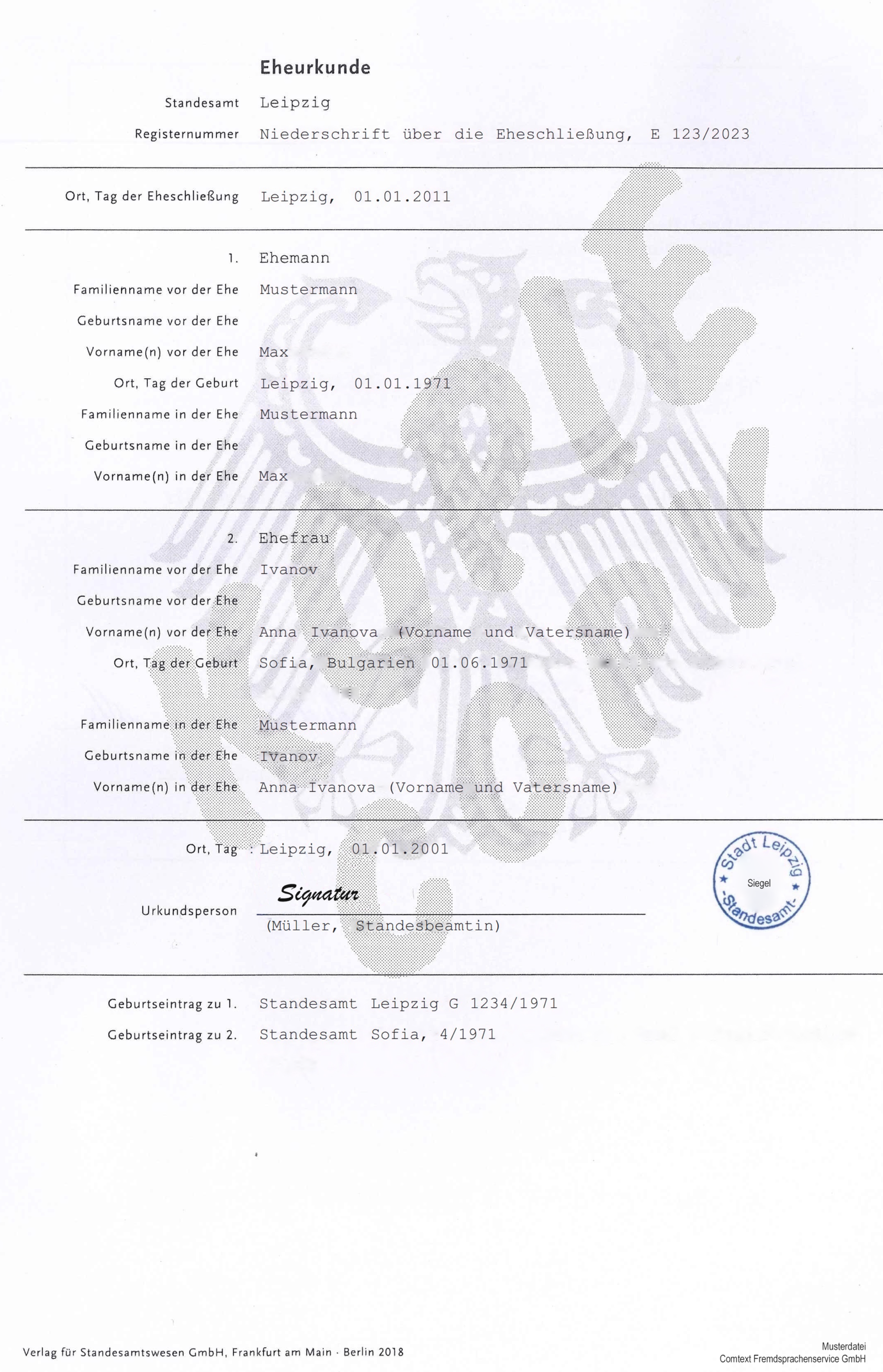 Eheurkunde Deutschland - DokumentenBeratung Heiratsurkunde Kaufen