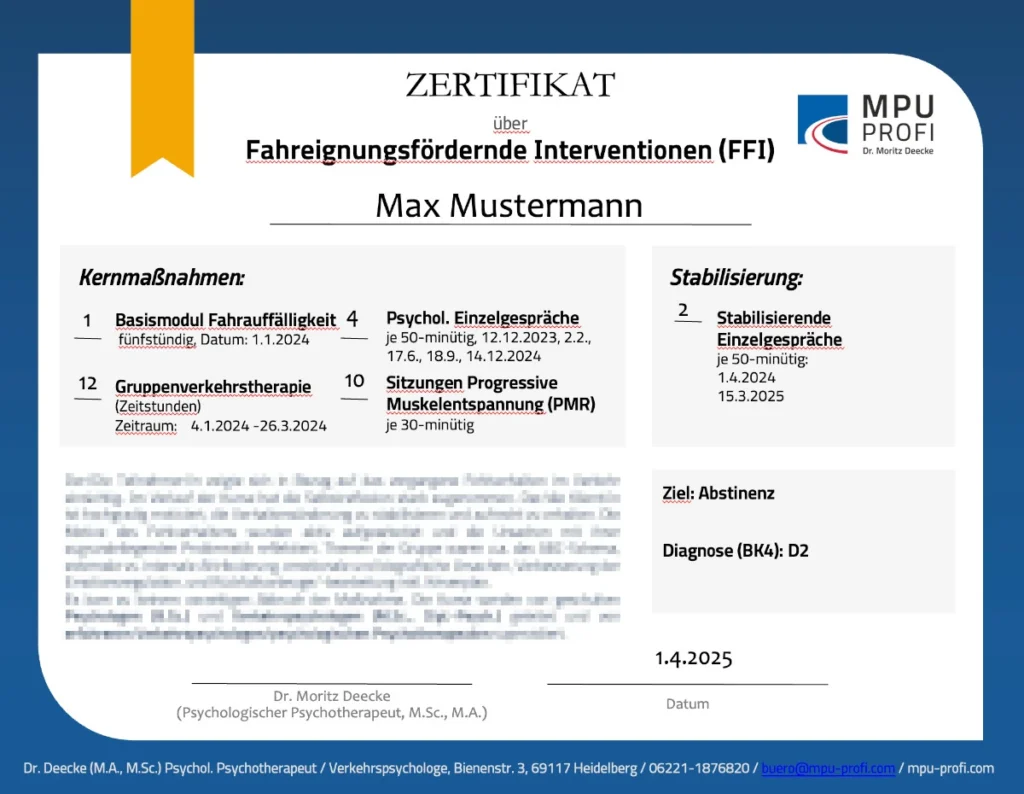 MPU-Zertifikat-online - DokumentenBeratung MPU Zertifikat kaufen